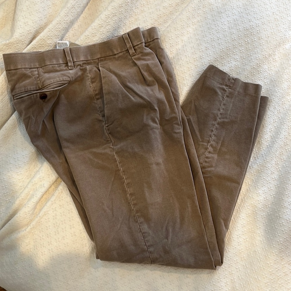 Banana Republic Traveler Moleskin Pants Single Pleat Relaxed Tapered Fit 36 x 32